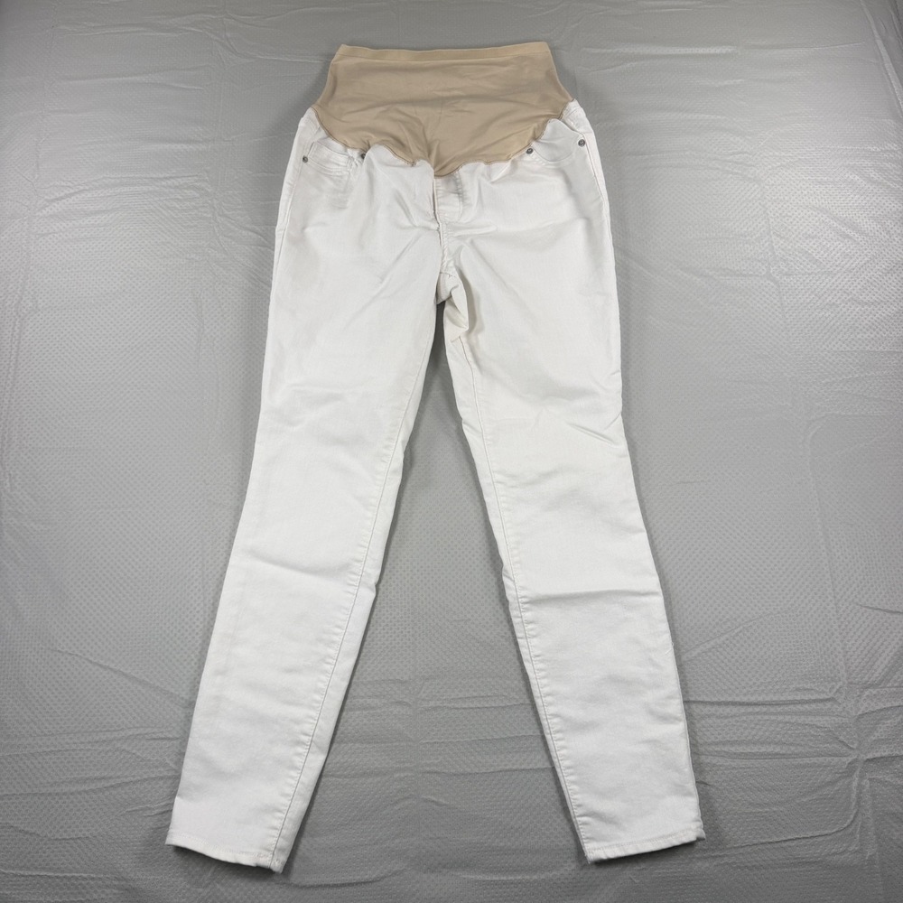Old Navy Maternity Size 8 White Rockstar Skinny Jeans Full Panel Stretch Pants